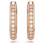 Dextera hoop earrings Octagon shape, Round cut, Small, White, Rose gold-tone plated